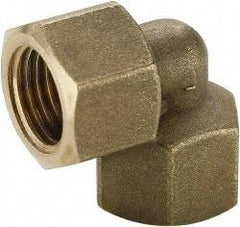 Parker - 1/2 Female Thread, Brass Industrial Pipe 90° Female Elbow - FBSPP, 1,000 psi - Industrial Tool & Supply