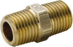 Parker - 3/4 Male Thread, Brass Industrial Pipe Hex Nipple - MBSPT, 1,000 psi - Industrial Tool & Supply