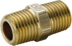 Parker - 3/4 Male Thread, Brass Industrial Pipe Hex Nipple - MBSPT, 1,000 psi - Industrial Tool & Supply