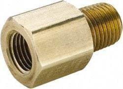 Parker - 3/8 Male Thread x 3/8 Female Thread, Brass Industrial Pipe Adapter - MNPTF x FBSPP, 1,000 psi - Industrial Tool & Supply