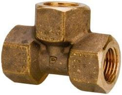 Parker - 1/2 Female Thread, Brass Industrial Pipe Female Tee - FBSPP, 1,000 psi - Industrial Tool & Supply