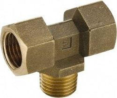 Parker - 1/4 Male Thread x 1/4 Female Thread, Brass Industrial Pipe Male Branch Tee - MBSPT x FBSPP, 1,000 psi - Industrial Tool & Supply