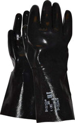 Ansell - Size XL (10), 14" Long, 80 mil Thick, Supported, Neoprene Chemical Resistant Gloves - Smooth Finish, Fleece/Jersey Lined, Gauntlet Cuff, ANSI Abrasion Level 3, ANSI Cut Level 2, Black - Industrial Tool & Supply