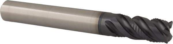 Iscar - 3/8", 4 Flute, Single End, Solid Carbide, Corner Chamfer End Mill - 3" OAL, 45° Helix, Right Hand Flute, 3/4" LOC, Right Hand Cut - Industrial Tool & Supply