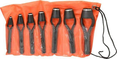 Value Collection - 7 Piece, 3/16 to 15/16", Arch Punch Set - Comes in Vinyl Roll - Industrial Tool & Supply