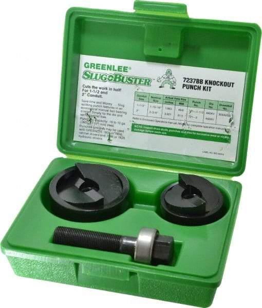 Greenlee - 6 Piece, 2" Punch Hole Diam, Manual Knockout Set - Round Punch, 10 Gage Mild Steel - Industrial Tool & Supply