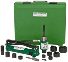 Greenlee - 17 Piece, 2" Punch Hole Diam, Hydraulic Knockout Set - Round Punch, 10 Gage Mild Steel - Industrial Tool & Supply