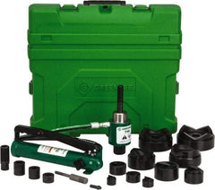 Greenlee - 20 Piece, 4" Punch Hole Diam, Hydraulic Knockout Set - Round Punch, 10 Gage Mild Steel - Industrial Tool & Supply