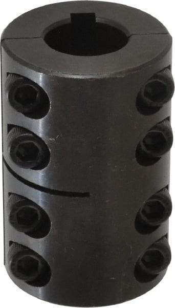 Climax Metal Products - 20mm Inside x 42mm Outside Diam, Metric Two Piece Clamping Rigid Coupling with Keyway - 65mm Long x 6mm Keyway Width x 2.8mm Keyway Depth - Industrial Tool & Supply