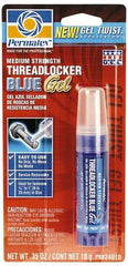 Permatex - 10 Gal Tube, Blue, Medium Strength Gel Threadlocker - Series 240, 24 hr Full Cure Time, Hand Tool Removal - Industrial Tool & Supply