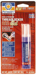 Permatex - 10 Gal Tube, Red, High Strength Gel Threadlocker - Series 270, 24 hr Full Cure Time, Hand Tool, Heat Removal - Industrial Tool & Supply
