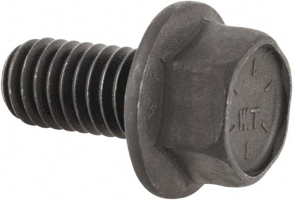 Value Collection - 3/8-16 UNC, 3/4" Length Under Head, Hex Drive Flange Bolt - 3/4" Thread Length, Grade 8 Alloy Steel, Smooth Flange, Phosphate & Oil Finish - Industrial Tool & Supply