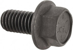 Value Collection - 3/8-16 UNC, 3/4" Length Under Head, Hex Drive Flange Bolt - 3/4" Thread Length, Grade 8 Alloy Steel, Smooth Flange, Phosphate & Oil Finish - Industrial Tool & Supply