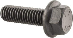 Value Collection - 3/8-16 UNC, 1-1/4" Length Under Head, Hex Drive Flange Bolt - 1-1/4" Thread Length, Grade 8 Alloy Steel, Smooth Flange, Phosphate & Oil Finish - Industrial Tool & Supply