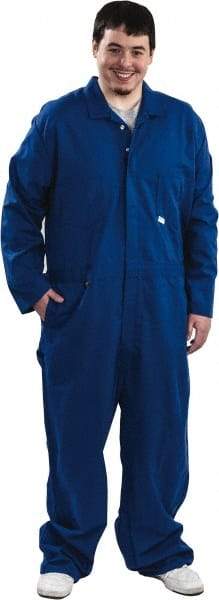 Stanco Safety Products - Size L, Royal Blue, Zipper, Arc Protection Coverall - 42 to 44" Chest, Indura, 7 Pockets, Elastic Waistband, Full Action Back, 2-Way Concealed Zipper - Industrial Tool & Supply