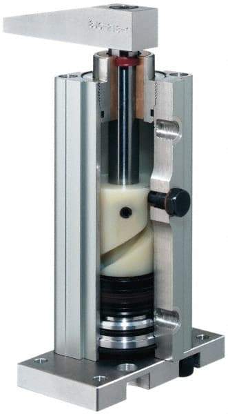 De-Sta-Co - 103 Lb Clamping Force, Adjustable (Right, Left, Straight) Swing, 31.5mm Total Stroke, Single-Acting Pneumatic Swing Clamp - G1/8 Port, 139.95mm Body Length x 39.88mm Body Width, 33.3 cm3 (Clamp), 39.6 cm3 (Unclamp), 145 Max psi - Industrial Tool & Supply