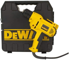 DeWALT - 3/8" Keyless Chuck, 2,500 RPM, Pistol Grip Handle Electric Drill - 8 Amps, Reversible, Includes Kit Box - Industrial Tool & Supply