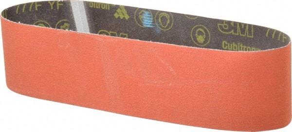 3M - 4" Wide x 36" OAL, 80 Grit, Ceramic Abrasive Belt - Ceramic, Medium, Coated, YF Weighted Cloth Backing, Wet/Dry, Series 777F - Industrial Tool & Supply