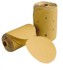 3M - 5" Diam, 120 Grit FEPA, Aluminum Oxide Adhesive PSA Disc - Fine Grade, Gold, F Weighted Backing, Flexible, Use with Random Orbital Sanders - Industrial Tool & Supply