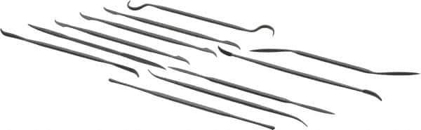 Grobet - 12 Piece Swiss Pattern File Set - 6" Long, 2 Coarseness, Die Sinker's Handle - Industrial Tool & Supply