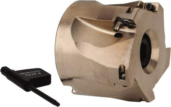 Seco - 5 Inserts, 2" Cut Diam, 3/4" Arbor Diam, 0.354" Max Depth of Cut, Indexable Square-Shoulder Face Mill - 0° Lead Angle, 1.575" High, XO.X 10T3.. Insert Compatibility, Through Coolant, Series Turbo 10 - Industrial Tool & Supply
