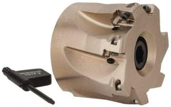 Seco - 7 Inserts, 2" Cut Diam, 3/4" Arbor Diam, 0.354" Max Depth of Cut, Indexable Square-Shoulder Face Mill - 0° Lead Angle, 1.575" High, XO.X 10T3.. Insert Compatibility, Through Coolant, Series Turbo 10 - Industrial Tool & Supply