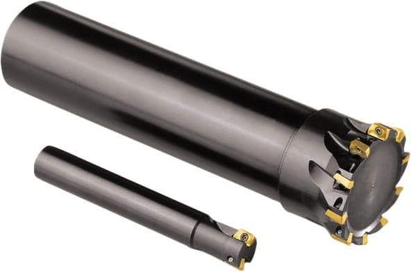 Seco - 12mm Cut Diam, 5mm Max Depth of Cut, 12mm Shank Diam, 80mm OAL, Indexable Square Shoulder End Mill - XO.. 0602 Inserts, Cylindrical Shank, 90° Lead Angle, Through Coolant, Series Nano Turbo - Industrial Tool & Supply