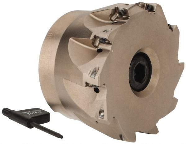 Seco - 10 Inserts, 3" Cut Diam, 1" Arbor Diam, 0.354" Max Depth of Cut, Indexable Square-Shoulder Face Mill - 0° Lead Angle, 1.969" High, XO.X 10T3.. Insert Compatibility, Through Coolant, Series Turbo 10 - Industrial Tool & Supply