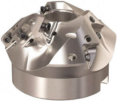 Seco - 79.4mm Cut Diam, 27mm Arbor Hole, 22.5mm Max Depth of Cut, 45° Indexable Chamfer & Angle Face Mill - 9 Inserts, XO.. 1204 Insert, Right Hand Cut, 9 Flutes, Through Coolant, Series R220.49 - Industrial Tool & Supply