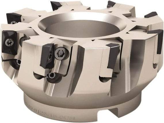 Seco - 12 Inserts, 200mm Cut Diam, 60mm Arbor Diam, 11mm Max Depth of Cut, Indexable Square-Shoulder Face Mill - 90° Lead Angle, 63mm High, XO.. 1204 Insert Compatibility - Industrial Tool & Supply