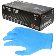 NitriShield Gloves - 4 mil Blue Nitrile Industrial/Food Service Grade - Textured Grip - Powder Free - Box of 100 - Size X-Large - Industrial Tool & Supply
