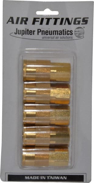 Value Collection - 5 Piece 3/8" Body 3/8 NPT 145 psi Brass Industrial Pneumatic Coupling Plug Set - Industrial Tool & Supply