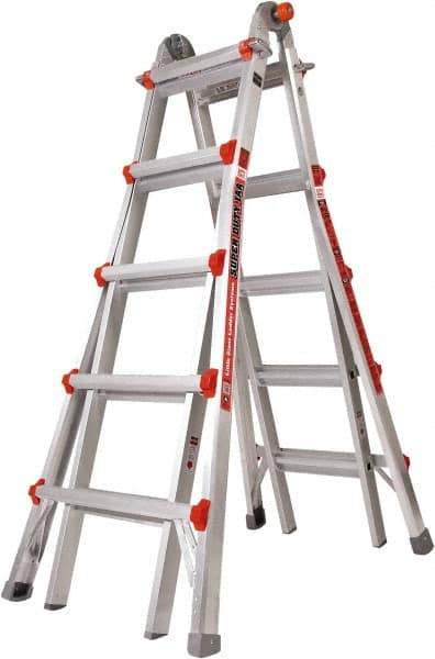 Little Giant Ladder - 18 Steps, 19' High, Type IAA Rating, Aluminum Multi-Use Ladder - 375 Lb Load Capacity, 27" Base Width - Industrial Tool & Supply