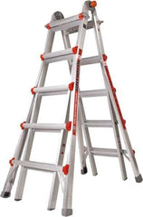 Little Giant Ladder - 18 Steps, 19' High, Type IAA Rating, Aluminum Multi-Use Ladder - 375 Lb Load Capacity, 27" Base Width - Industrial Tool & Supply