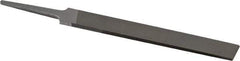 Grobet - 4" Standard Precision Swiss Pattern Hand File - Double Cut, 17/32" Width Diam x 1/8" Thick, With Tang - Industrial Tool & Supply