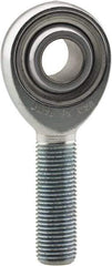 Made in USA - 1" ID, 2.95" Max OD, 107,182 Lb Max Static Cap, Plain Male Spherical Rod End - 1-14 RH, 2-1/2" Shank Length, Alloy Steel with Steel Raceway - Industrial Tool & Supply