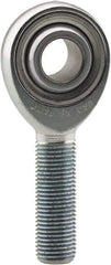 Made in USA - 3/16" ID, 5/8" Max OD, 2,855 Lb Max Static Cap, Plain Male Spherical Rod End - 10-32 LH, 3/4" Shank Length, Alloy Steel with Steel Raceway - Industrial Tool & Supply