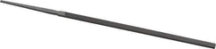 Grobet - 4" Standard Precision Swiss Pattern Narrow Pillar File - Double Cut, 5/32" Width Diam x 5/64" Thick, With Tang - Industrial Tool & Supply
