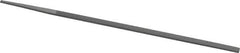 Grobet - 8" Standard Precision Swiss Pattern Narrow Pillar File - Double Cut, 9/32" Width Diam x 9/64" Thick, With Tang - Industrial Tool & Supply