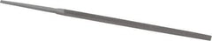 Grobet - 4" Standard Precision Swiss Pattern Narrow Pillar File - Double Cut, 3/16" Width Diam x 3/32" Thick, With Tang - Industrial Tool & Supply
