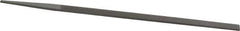 Grobet - 8" Standard Precision Swiss Pattern Narrow Pillar File - Double Cut, 11/32" Width Diam x 11/64" Thick, With Tang - Industrial Tool & Supply