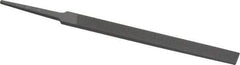 Grobet - 4" Standard Precision Swiss Pattern Regular Pillar File - Double Cut, 3/8" Width Diam x 1/8" Thick, With Tang - Industrial Tool & Supply