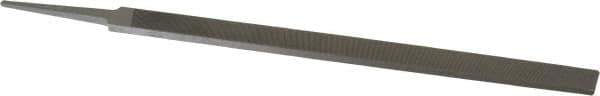 Grobet - 10" Standard Precision Swiss Pattern Regular Pillar File - Double Cut, 23/32" Width Diam x 15/64" Thick, With Tang - Industrial Tool & Supply
