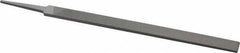 Grobet - 10" Standard Precision Swiss Pattern Regular Pillar File - Double Cut, 23/32" Width Diam x 15/64" Thick, With Tang - Industrial Tool & Supply