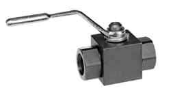 Parker - 1/4" Pipe, Carbon Steel Standard Ball Valve - Inline - Two Way Flow, SAE x SAE Ends, Lever Handle, 7,500 WOG - Industrial Tool & Supply