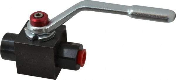 Parker - 1/4" Pipe, Carbon Steel Standard Ball Valve - Inline - Two Way Flow, FNPT x FNPT Ends, Lever Handle, 7,500 WOG - Industrial Tool & Supply