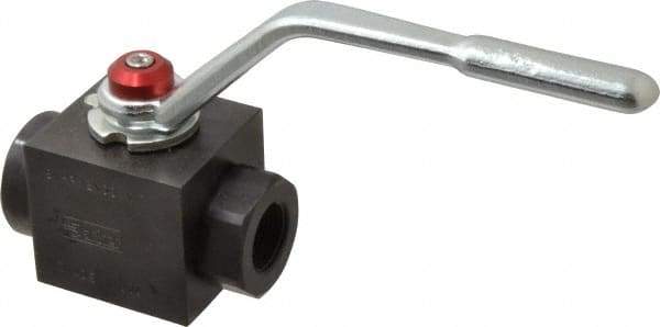Parker - 3/4" Pipe, Carbon Steel Standard Ball Valve - Inline - Two Way Flow, FNPT x FNPT Ends, Lever Handle, 6,000 WOG - Industrial Tool & Supply