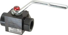 Parker - 1" Pipe, Carbon Steel Standard Ball Valve - Inline - Two Way Flow, FNPT x FNPT Ends, Lever Handle, 6,000 WOG - Industrial Tool & Supply