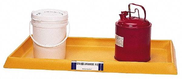 UltraTech - 16.5 Gallon Capacity, 54 Inch Long x 29-3/4 Inch Wide, Plastic Containment Tray without Grating - 3-1/2 Inch High, Yellow - Industrial Tool & Supply
