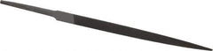 Grobet - 4" Standard Precision Swiss Pattern Three Square File - Double Cut, 9/32" Width Diam, With Tang - Industrial Tool & Supply